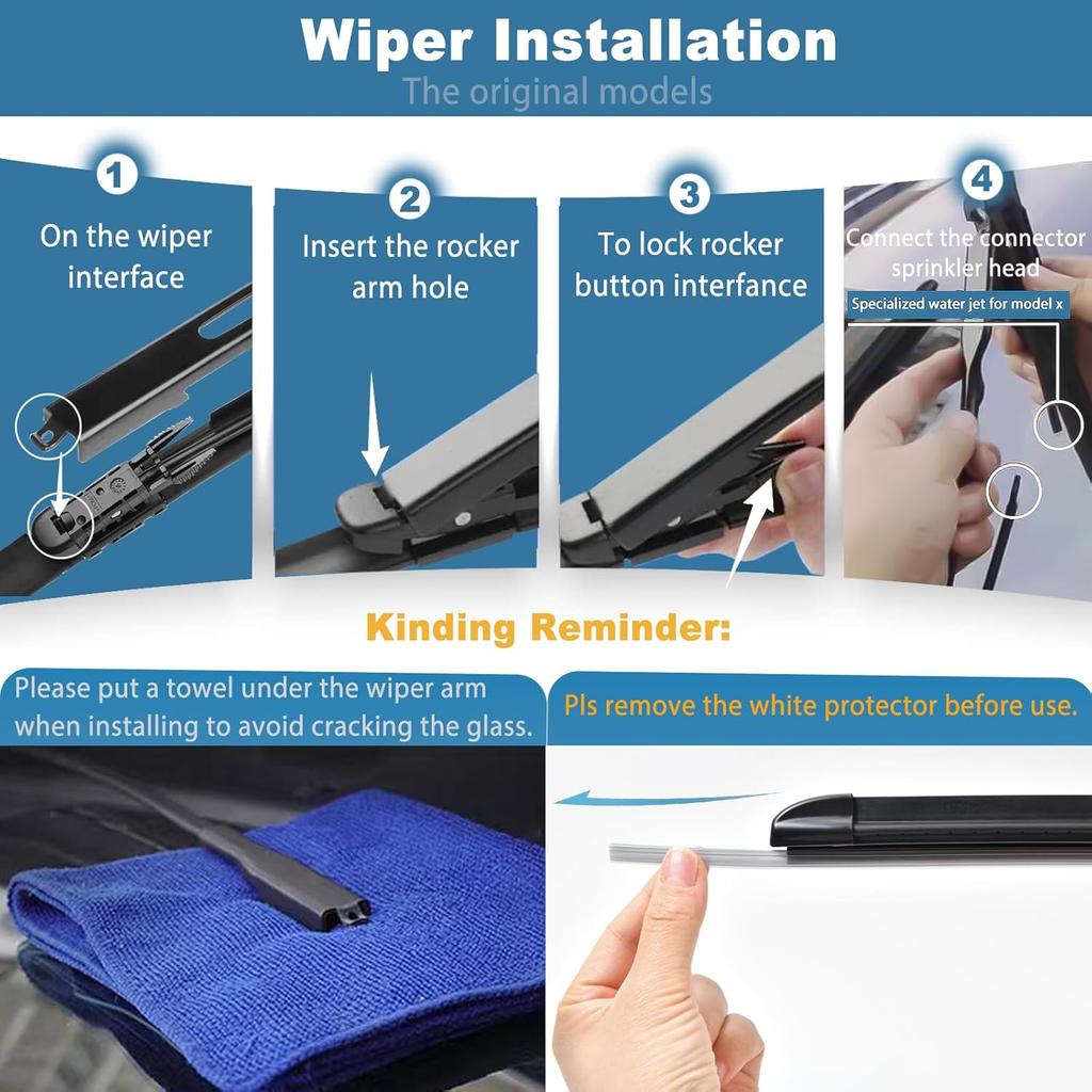 Windshield Wiper Blades For Tesla Model X With Integrated Washing,Tesla Silicone Windscreen Wiper Blades All-Seasons Applicable, Original Equipment