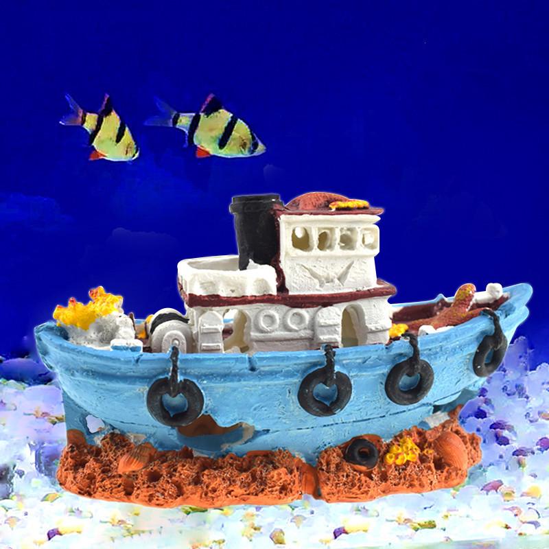 Pirate Ship Aquarium Decoration: Sunken Shipwreck Resin Rockery and Fish Hiding Spot Guangdong