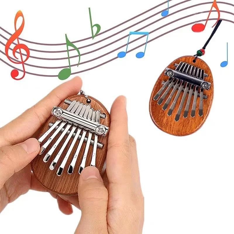1Pcs Wood Mini Thumb Piano Musical 8 Tones Portable Beginner Finger Piano Kalimba Musical Instruments