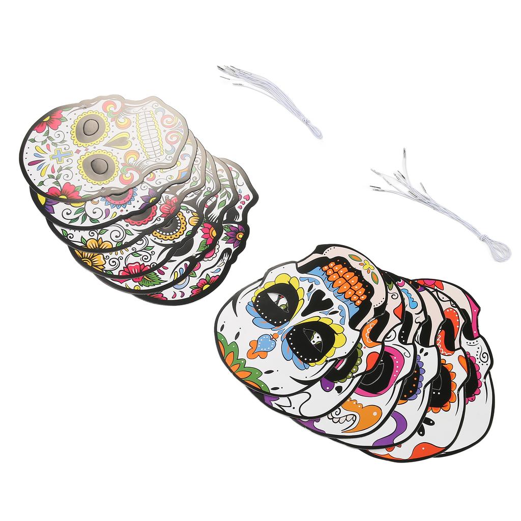 12pcs Day of The Dead Mask with Elastic Band Attractive Halloween Mask for Halloween Party Horror