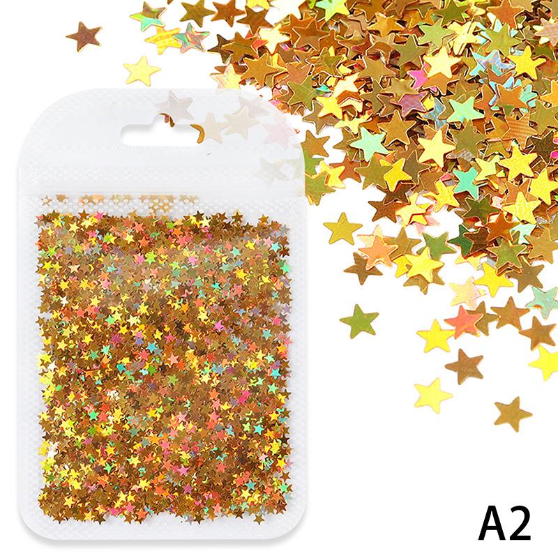 3mm Star Shaped Holographic Nail Glitter Mix Laser Nail Charm Colourful Bling Decoration Accessories for Nail Art