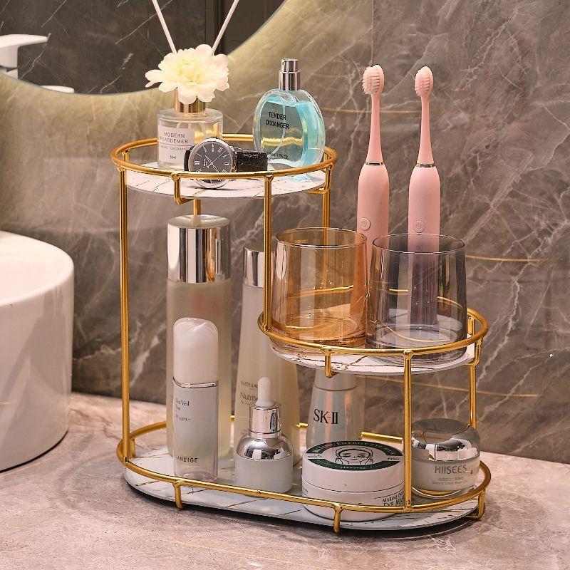 UV Plate Iron Frame Storage Rack Decoration Dressing Table Women's Skincare Cosmetics Holder Bathroom Makeup Toiletries Stand
