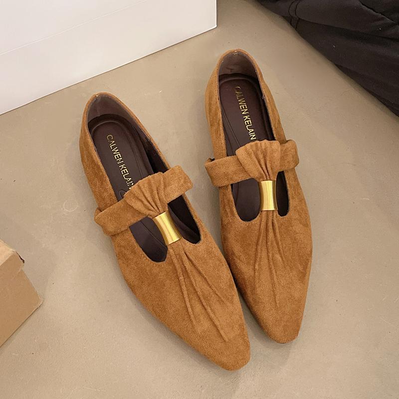 

Pointed Toe Flats Women Shoes Sexy Elegant Loafers Shoes 2026 Autumn New Dress Shallow Suede Shoes Sport Zapatos Mujer Sneaker 40 коричневий