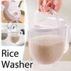 Rice Washer Kitchen Colanders Strainer Bowl With Lid Multifunctional Plastic Washer Rice Washing Kitchen Tools