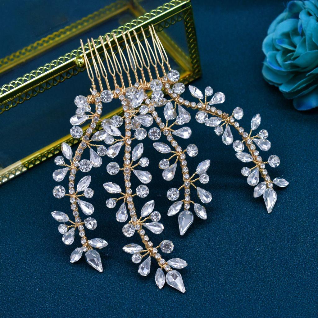 Handmade Rhinestone Bridal Hair Comb Wedding Dress Accessory - Updo Side Decoration Headdress DZ042