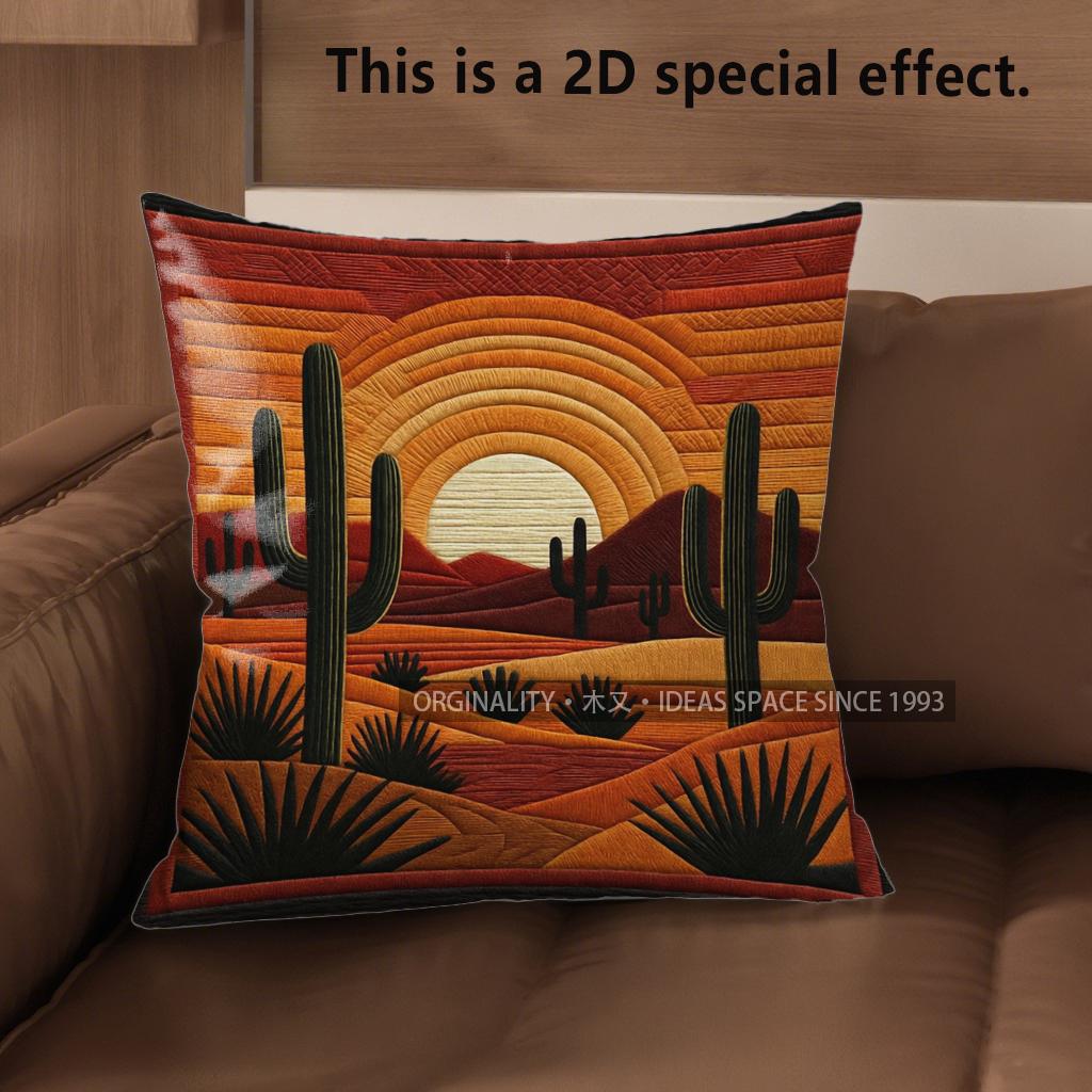 

2D Boho Desert Sunset Throw Pillow Covers Pattern Cushion Cover Suitable For Sofa Bedroom Car Pillow Cover 40x40cm