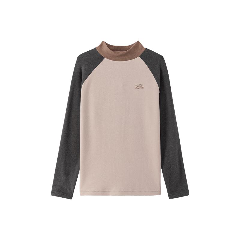 Zuoxi Boys' Color-Block Anti-Static D-Velvet Mock Neck Thermal Tee