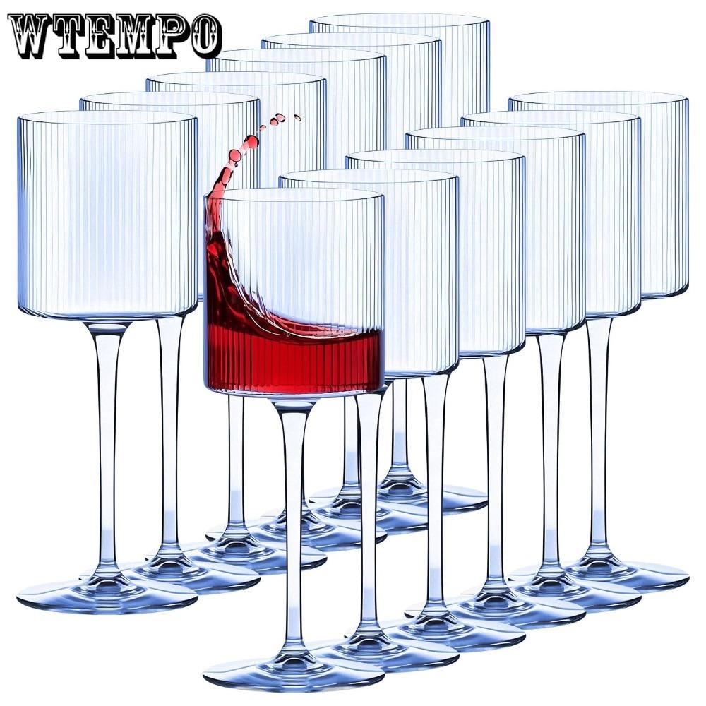 4pcs Elegant Ribbed Design Colorful Wine Glasses 11oz Hand Blown Premium Wine Glass Blue Green Stemmed Wine Glasses Long Stem Wine Glasses