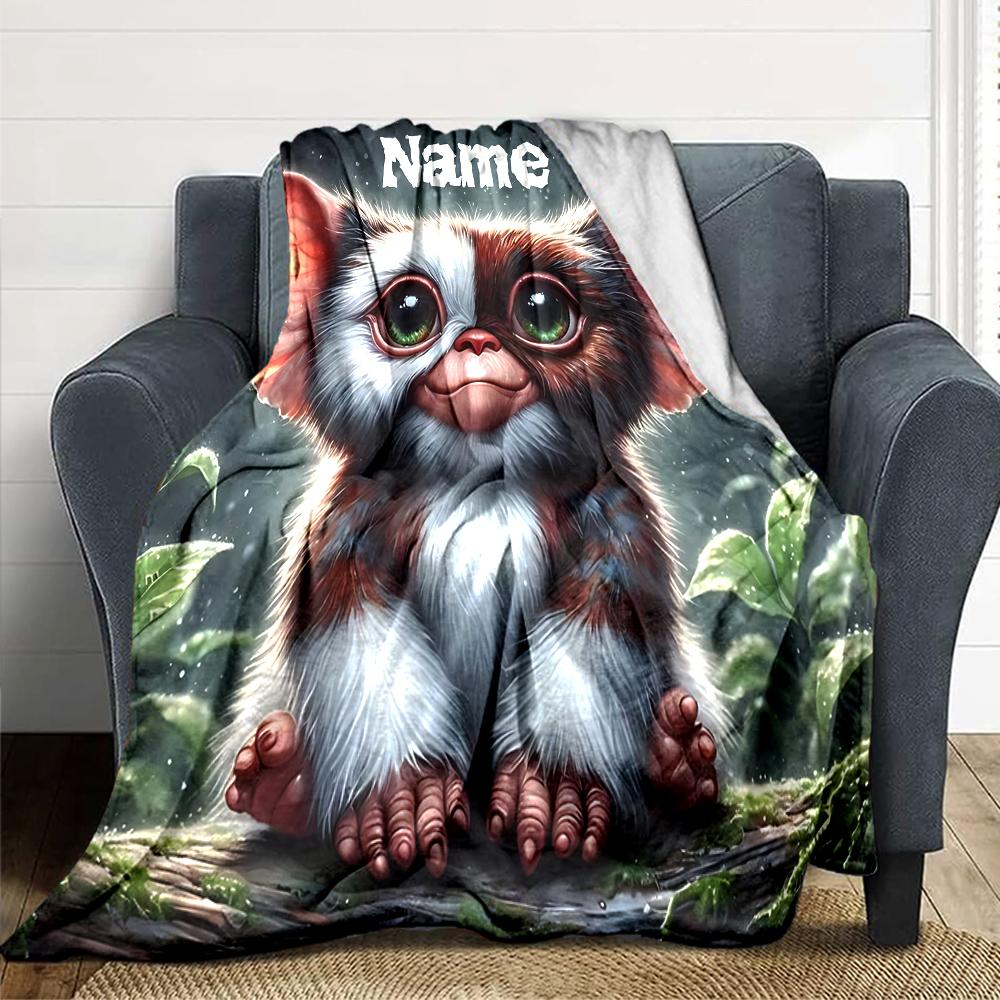Custom Name Mysterious Creature Portrait Blanket for Couch & Bed, Plush Cozy Fuzzy Blanket Super Soft & Warm Blankets for Fall and Winter. 0908141