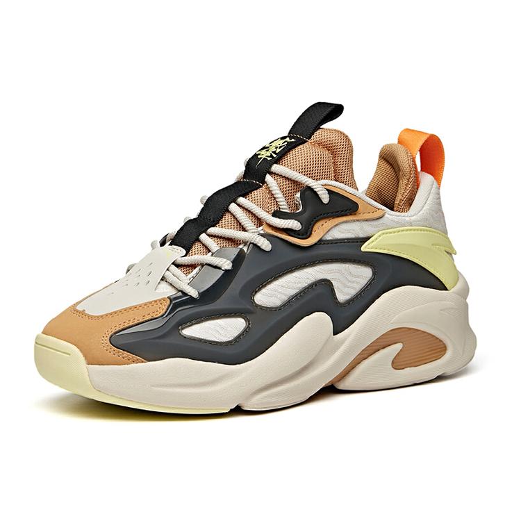Anta Bastard Slip Resistant Coverage Low top Chunky Sneakers Men's Gray Brown Yellow 112048081-2