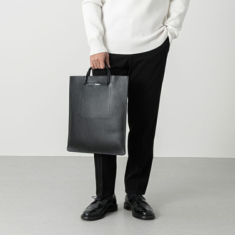 Tomoe TRION Official Baseball Glove Manufacturer's Smart A4 Tote Bag, Vertical, Genuine Leather, Men's, Large Capacity, Fits 13-inch PCs, EASY TOM