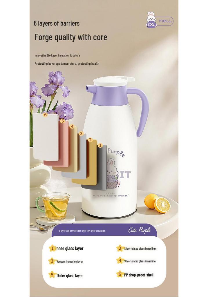 Portable Large-Capacity Glass-Lined Thermos Flask for Home