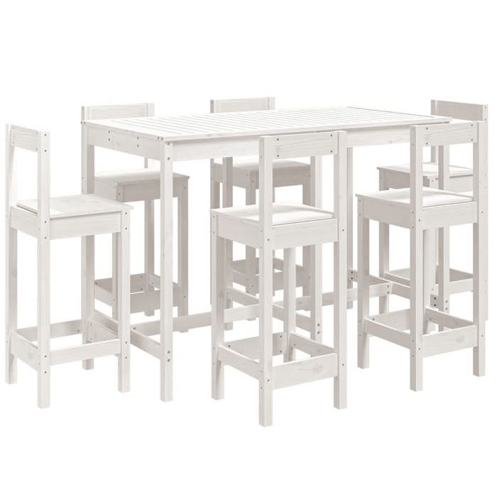 VidaXL Ensemble de bar de jardin 7 pcs blanc bois de pin massif, ensemble de bar, ensemble de meubles, ensemble de bar 3154761