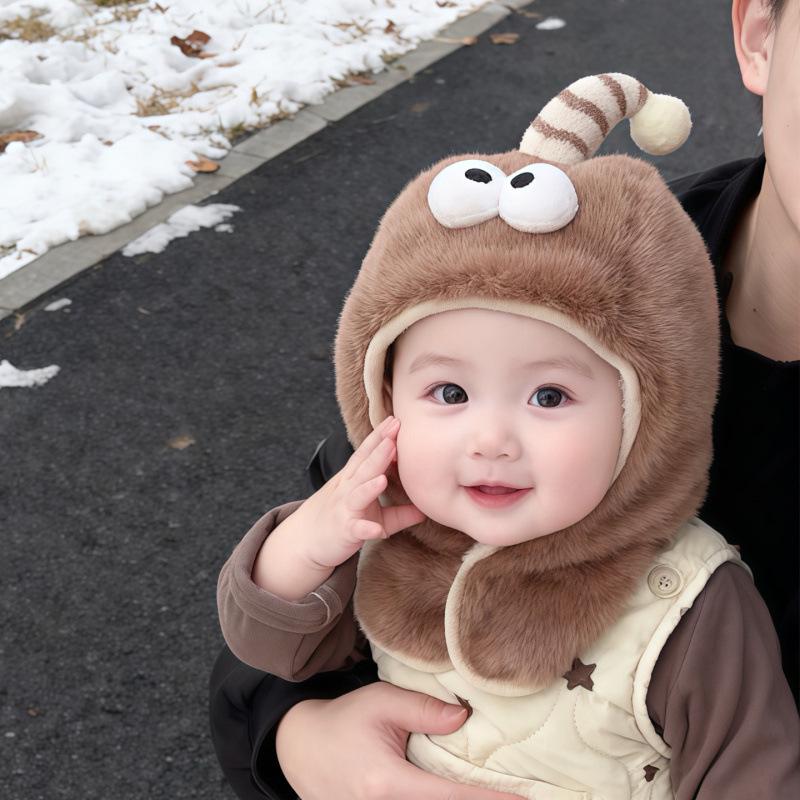 Plush Winter Baby Hat with Scarf - Thick, Warm, Windproof, and Ear-Protecting
