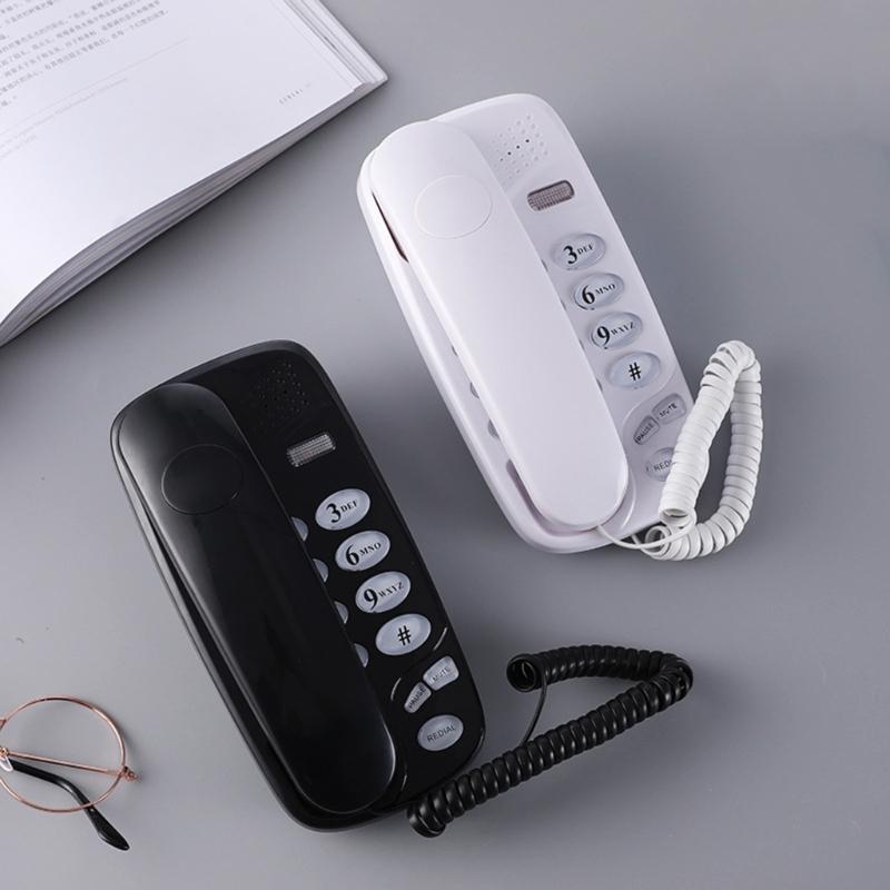 KXT-580 Wall-Mounted Telephone Wall Phone Fixed Landline Wall Hanging Telephones with Call Light Redial for Home Office