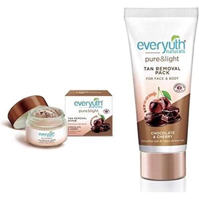 Everyuth Naturals Pure And Light Tan Removal Scrub und Tan Removal Pack Schokolade und Kirsche, je 50 g (Packung mit 2)