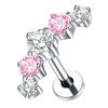2Pcs Titanium 5 Cz Cluster Climber Stud Earrings 16G Daith Helix Tragus Cartilage Lobe Piercings Flatback Labret Stud Jewelry
