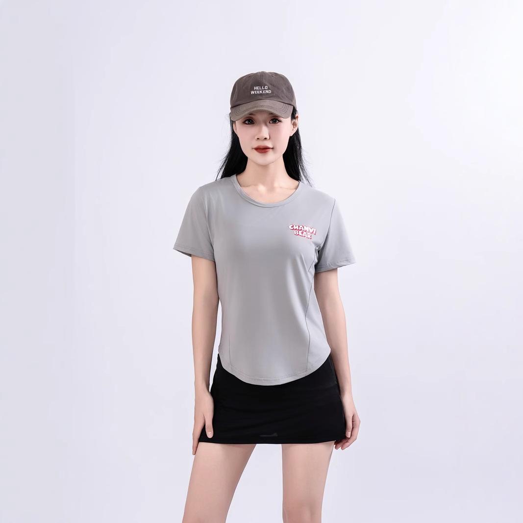 

Sporty Short-sleeved Women s Thin Quick-drying Round-neck T-shirt, Slimming and Trendy Yoga Wear for Summer M білий