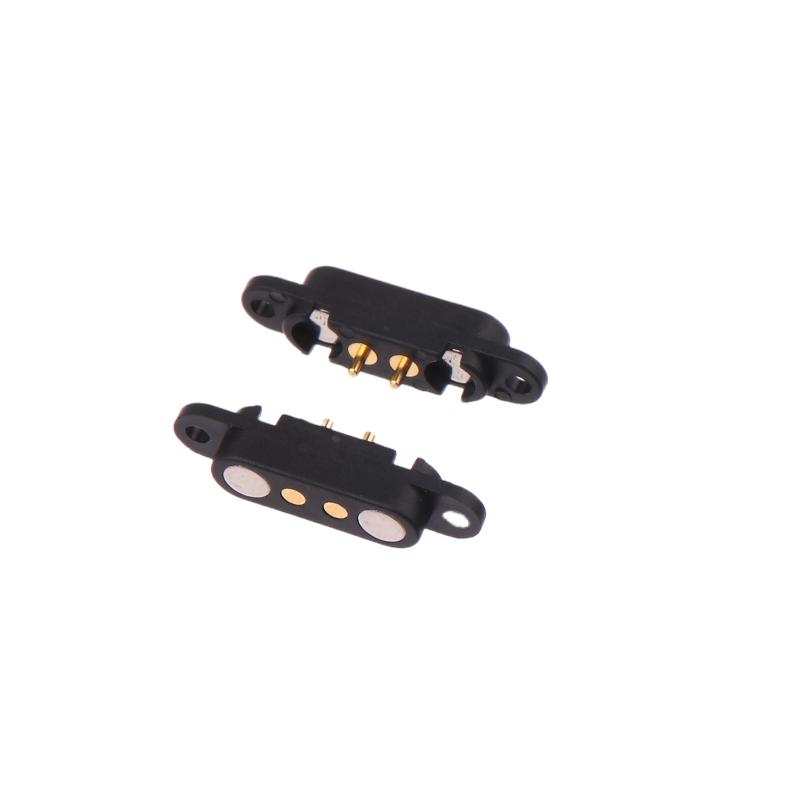 

1 пара 2-контактных водонепроницаемых магнитных разъемов Pogo Pin 2,54 мм с пружинным контактом для быстрой зарядки постоянным током, 2-контактный Black B