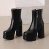 Women's High-heeled Short Boots Autumn and Winter New European and American Style Waterproof Table Thick-heeled Large-size Short Boots