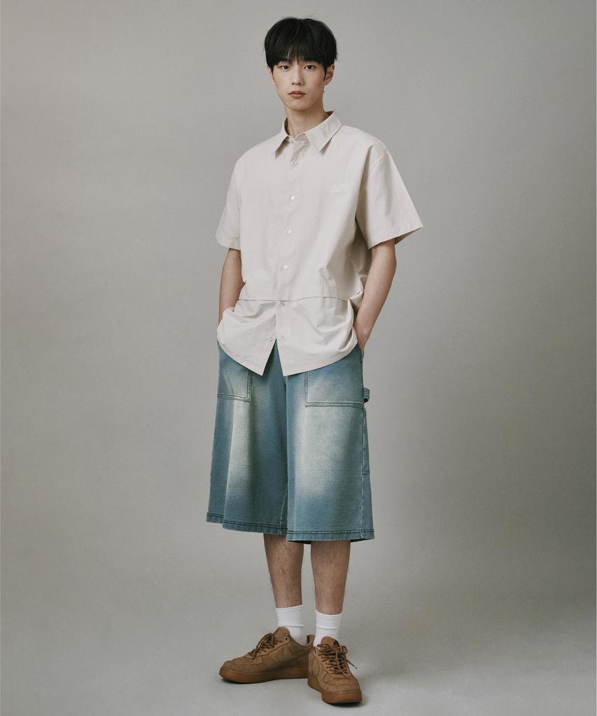 Beodeonteu Oversized Nylon Flap Shirt [Light Beige]