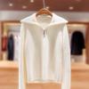 Women's Cashmere Half Zip Polo Neck Long Sleeve Sweater - Autumn/Winter Casual Fashion Knitwear
