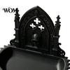 Vintage Church Accessory Holder Carving Design Storage Box, Matte Black Desktop Organizer for Rings Gothic Decor Bracelets Goth Decor, Style