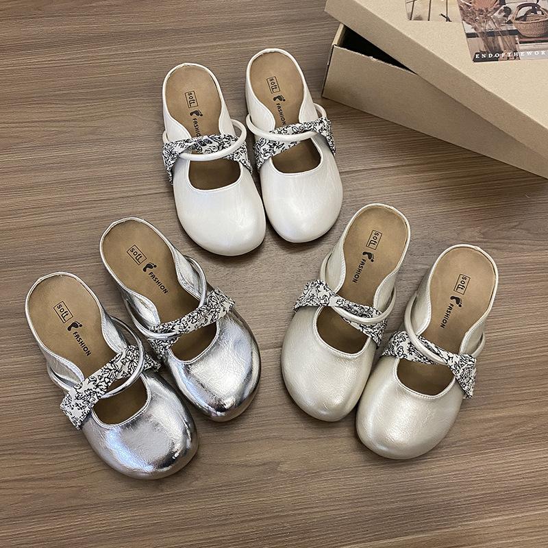 Retro round head gentle wind evening shoes versatile not tired feet increase height Mary Jane shoes shallow mouth ballet single shoes women