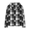 Damenmode Lockerer Kapuzenpullover Langarm Kariertes Sweatshirt mit Kordelzug Überschnittene Schultern und Tasche Print Top