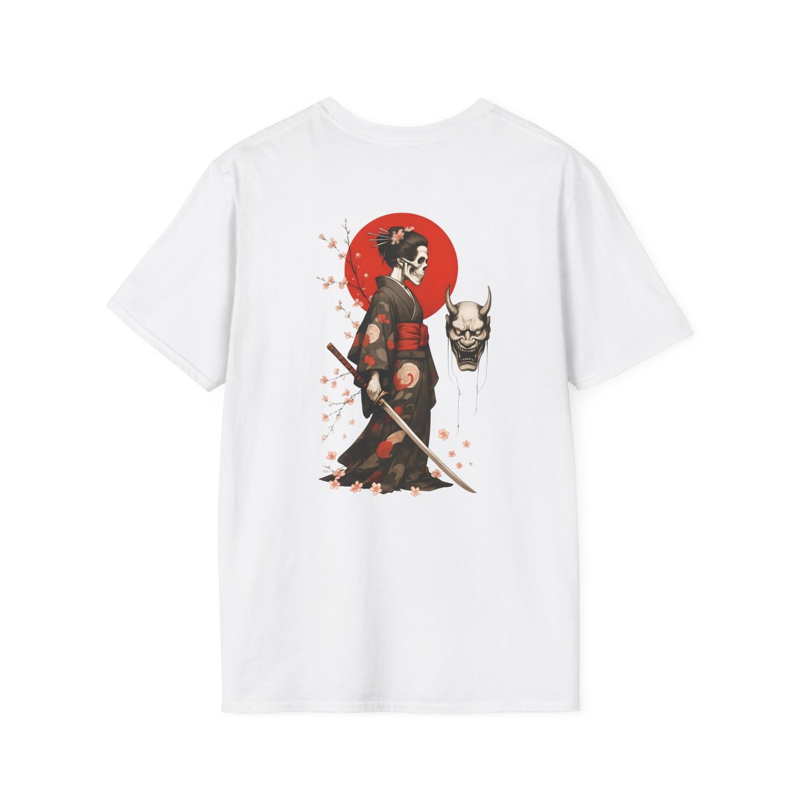 Samurai Spirit Unisex T-Shirt, Japanese Oni Mask Tee, Skull Face Art, Gamer Vibe S