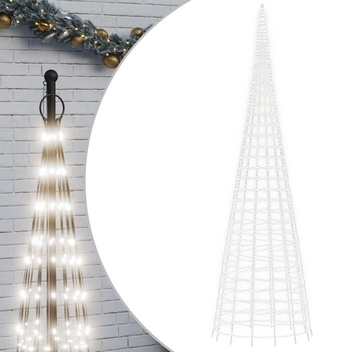 VidaXL LED Christmas Tree On Flagpole 3000 LEDs White 800 Cm, Christmas Decoration, LED Light, Christmas Light 358121