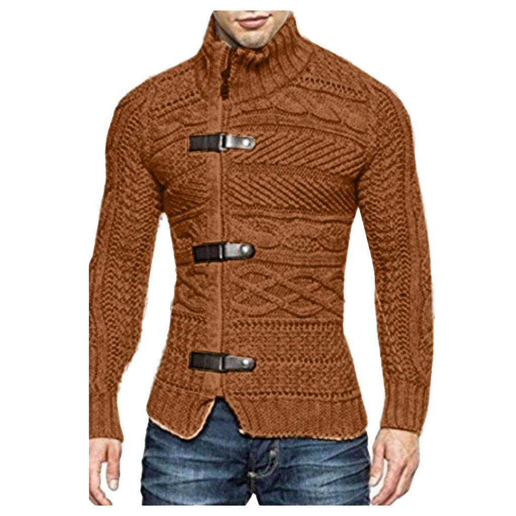 Herren Pullover Rollkragen Knopf Pullover Herbst Winter Langarm Pullover Tops Mode Slim Einfarbig Streetwear Sweatshirts