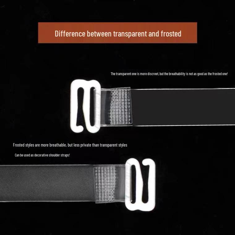 Women's Invisible Non-Slip Transparent Bra Straps - Frosted, Seamless, Sexy, Widened with Coated Buckle