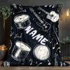 Personalized Music Lover's Blanket  Name Musical Instrument Throw Soft Flannel All-Season for Sofa, Camping, Office