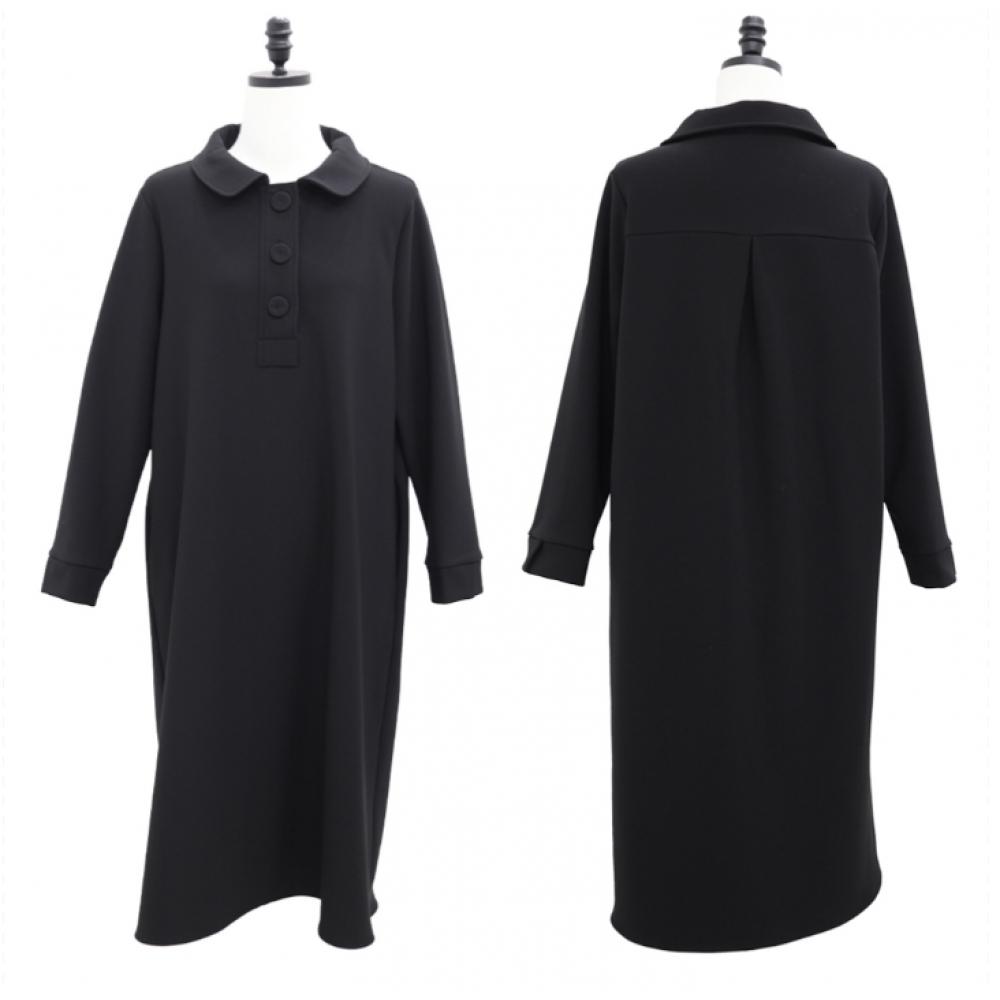 Shiz Madam Modern Big Button Collar Fleece Dress N2706