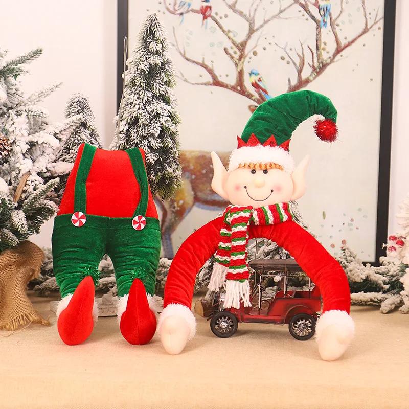 1pcs/set Santa Hugging Tree Christmas Decorations Non-Woven Wire Frame Festive Ornaments for Home Mall Holiday Scene Setup