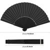 Hand Fan Black Foldable Hand Fan Black Pocket Fan Hand Folding Fan Chinese Fan for Summer Party Dancing Wedding Home Decorations