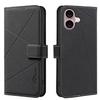 For iPhone 16 Plus Case BINFEN COLOR BF35 Geometry Imprinted Leather Phone Cover RFID Blocking Wallet Stand