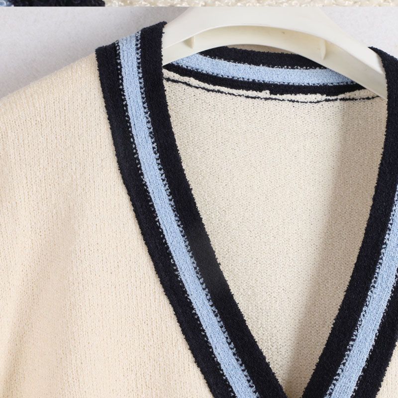 Fall Sunshine House New Arrival Domestic Store Women's Wear K-style V Neck Mid Length Long Length Knitwear Cardigan Sweater Outwear