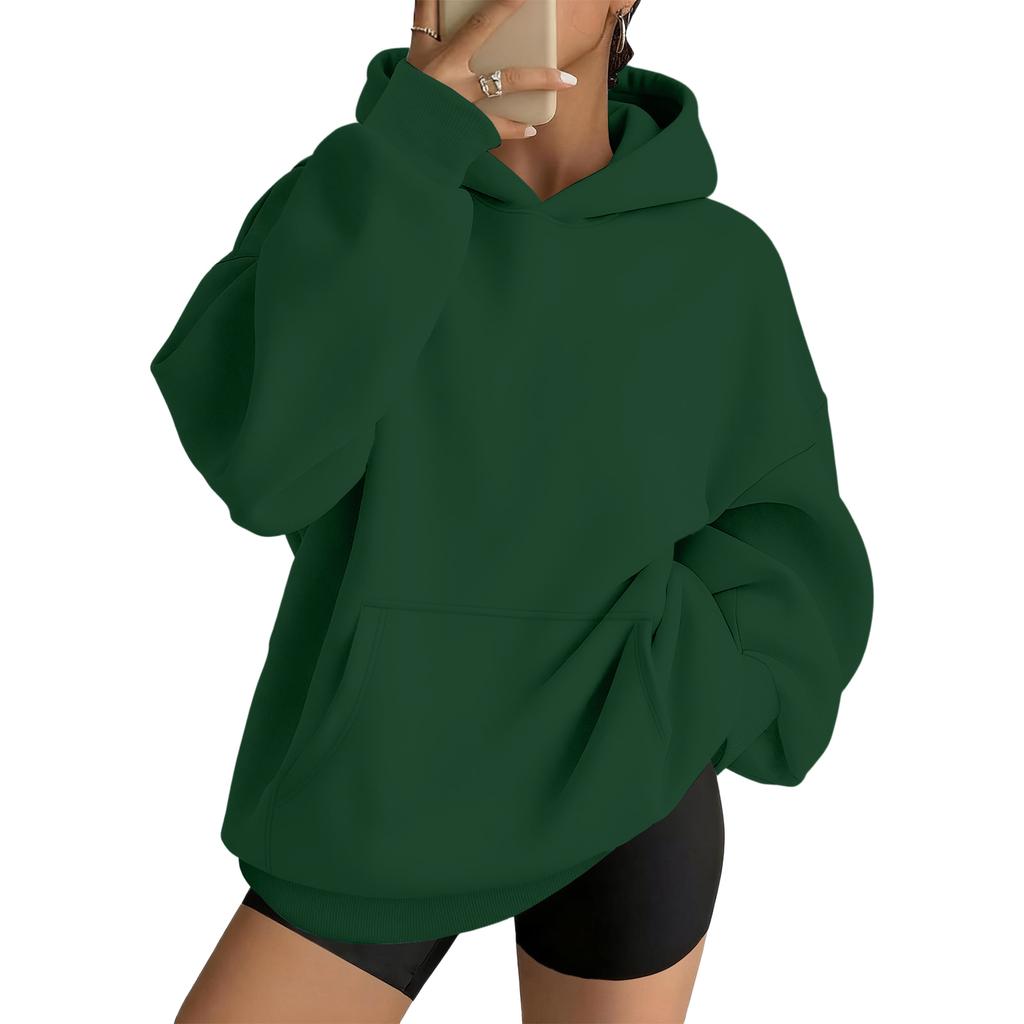 Women's Casual Loose Fit Hoodie with Drop Shoulder and Long Sleeves Pullover Sweatshirt