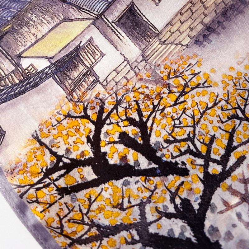 Women S Chinese Style Printed Silk Scarf Elegant Commuting Gift For Mom