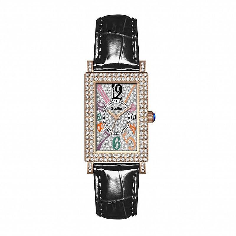 Square Diamond-Encrusted Watch Women'S Temperament Fashion Gypsy Star Color Word Small Dial Wind Leather Strap