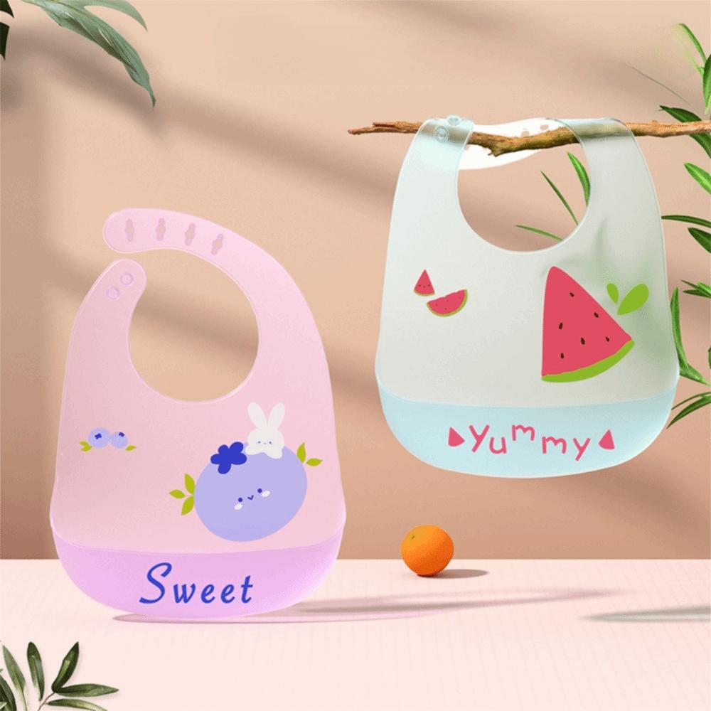 Soft Silicone Baby Bibs Waterproof Baby Feeding Stuff Portable Kids Feeding Bib