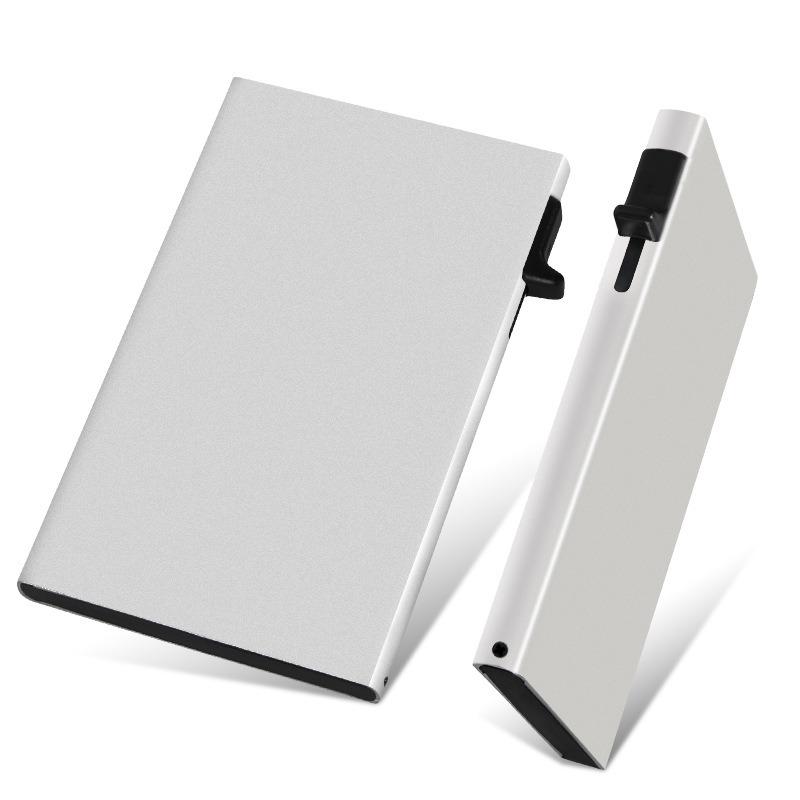 1Pc Hand Push Aluminum Alloy Card Box, Anti-theft RFID Card Bag, Anti-degaussing Automatic Pop-up Bank Card Cover, Credit Card Box