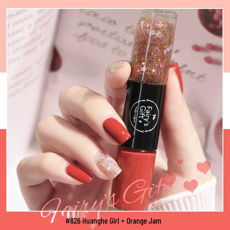 Two-Color Quick-Drying Nail Polish with Large Glitter