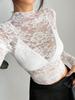 Haut Sexy en Dentelle Transparent à Manches Longues Coupe Ajustée Automne 2025 pour Femmes