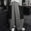 Oversized Men Zipper Waist Pockets Stitching Wide Leg Pants Casual Long Trousers