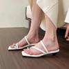2024 Hot Sale Women's Shoes Set of Toes Women's Slippers Fashion Metal Decoration Modem Slippers New Square Toe Slippers Women
