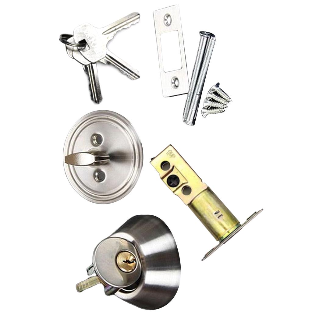 Front Doorknob with Lock and Key Round Entry Door Handle Stainless Steel Modern Entrance Locksets for Bedroom Office