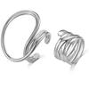 Silver Unique Lines Massive Ring Set Women‘s Large Rings Finger Jewelry Vintage Distorted Geometric Ring for Birthday Gift